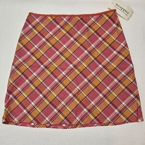 Wrapper Vibrant Plaid Mini Skirt - Pink and Orange